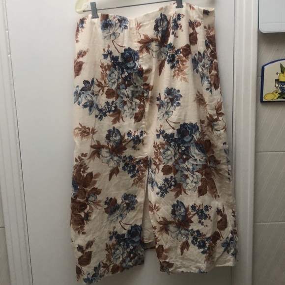 Abercrombie Linen Blend Column Midaxi Skirt (XL)  floral print slit summer - Picture 8 of 9